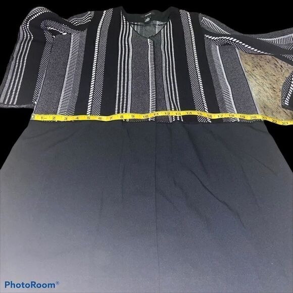 ALFANI Womens Black Striped Long Sleeve Open Top - Picture 10 of 12